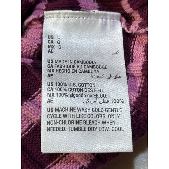 Style & Co. Womens L Cable Crew Striped Sweater Pink & Burgundy - Picture 8 of 8